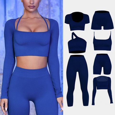 Solid Color Nylon Collarless Tracksuit Vest Leggings