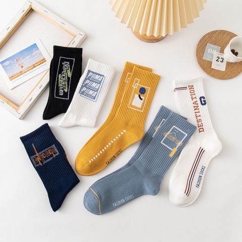 Men's Simple Style Letter Cotton Ankle Socks A Pair