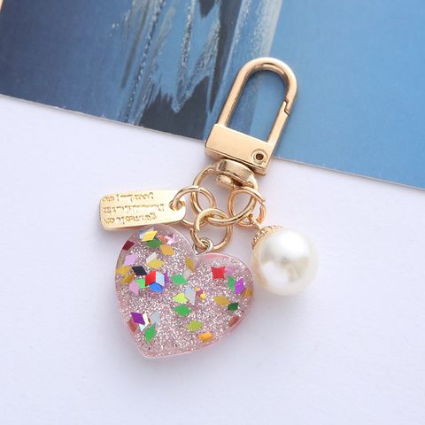 Cute Heart Shape Resin Metal Unisex Bag Pendant Keychain