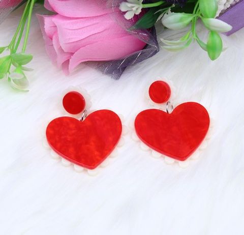 1 Pair Fashion Heart Shape Arylic Women's Drop Earrings