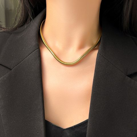 Fashion Solid Color Titanium Steel Plating Chain Inlay Zircon Necklace 1 Piece