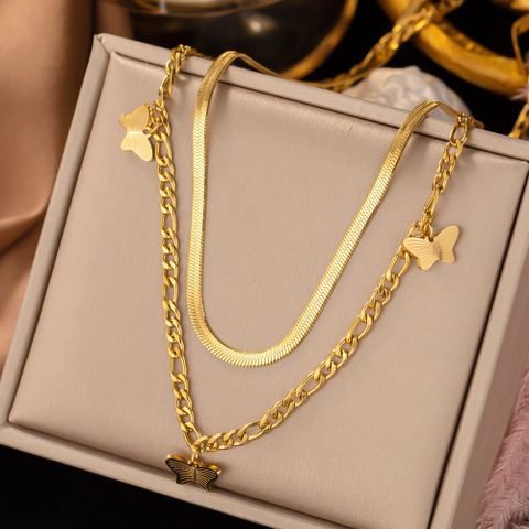 304 Stainless Steel Plastic 18K Gold Plated Sweet Streetwear Plating Butterfly Acrylic Plastic Necklace
