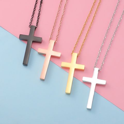 Fashion Cross Stainless Steel Patchwork Pendant Necklace