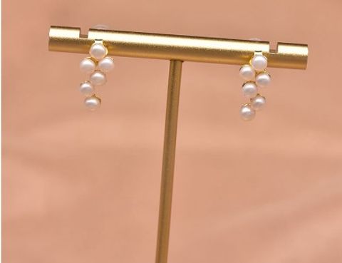Elegant Geometric Pearl Inlay Zircon Earrings 1 Pair