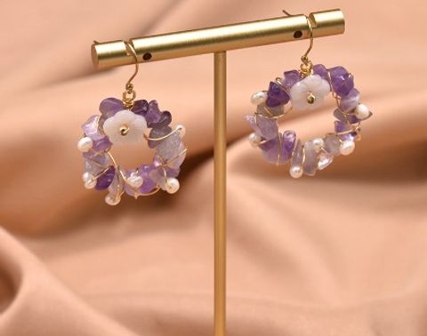 Simple Style Oval Flower Pearl Copper Inlay Beads Drop Earrings 1 Pair