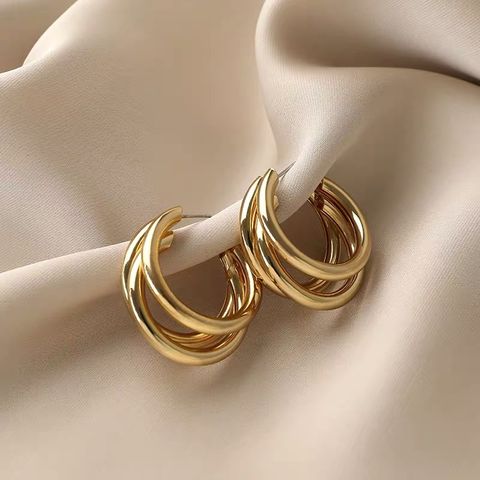 1 Pair Fashion Solid Color Plating Metal Ear Studs