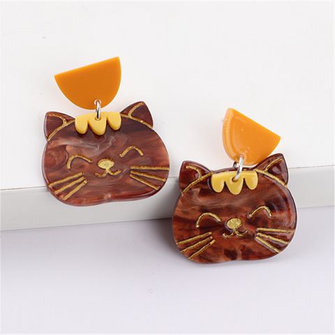 Wholesale Jewelry 1 Pair Cartoon Style Animal Cat Arylic Drop Earrings