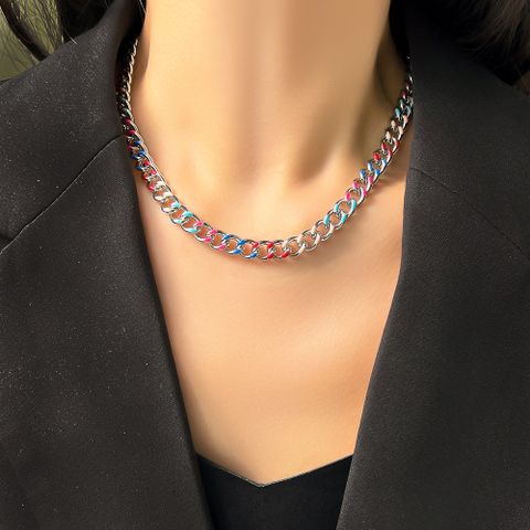 Fashion Color Block Titanium Steel Enamel Chain Jewelry Set 1 Piece