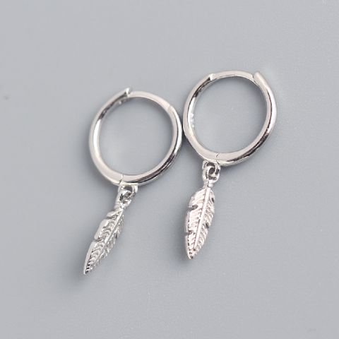 Fashion Feather Sterling Silver Polishing Earrings 1 Pair