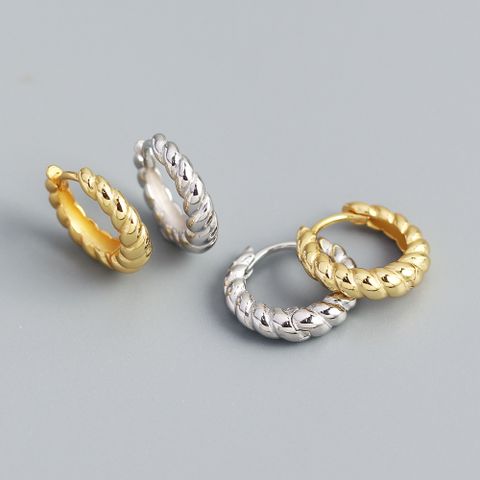 Fashion Round Sterling Silver Plating Earrings 1 Pair