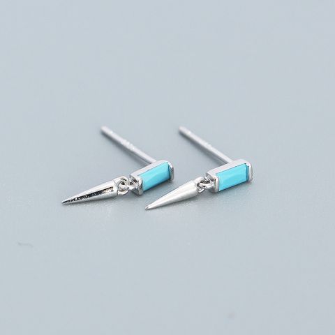 Simple Style Geometric Sterling Silver Plating Zircon Ear Studs 1 Pair