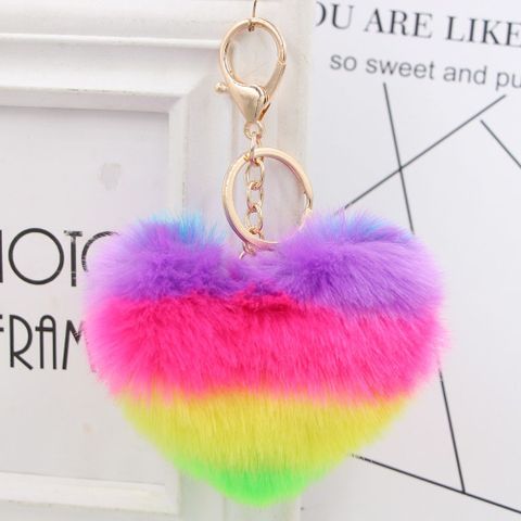 1 Piece Sweet Heart Shape Imitate Rex Rabbit Fur Plating Bag Pendant Keychain