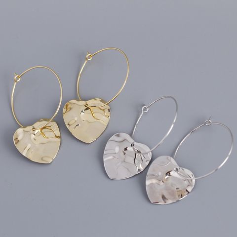 Fashion Heart Shape Sterling Silver Dangling Earrings 1 Pair