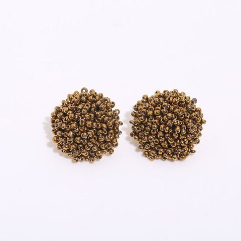1 Pair Ethnic Style Solid Color Alloy Seed Bead Beaded Women's Ear Studs