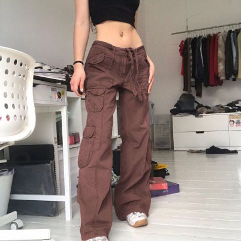 Women's Street Streetwear Solid Color Full Length Patchwork Casual Pants Cargo Pants