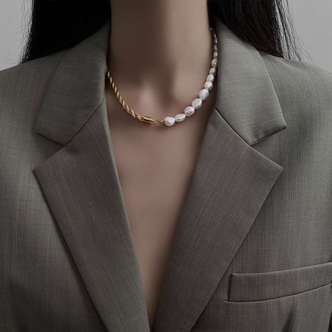 Fashion Simple Style Geometric Alloy Artificial Pearls Necklace