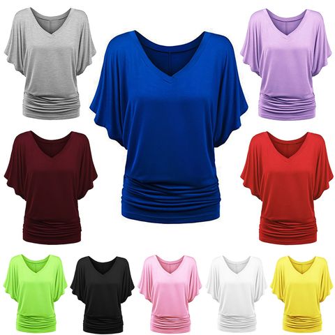 Women's T-shirt Short Sleeve T-shirts Casual Solid Color