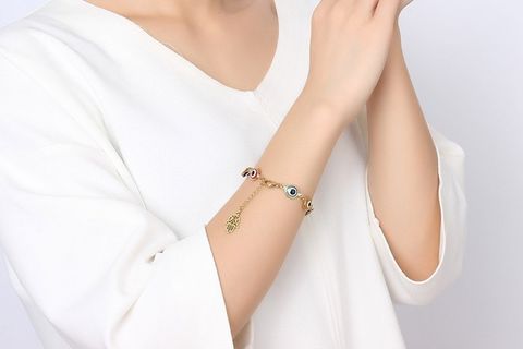 201 Stainless Steel Fashion Polishing Plating Hand Of Fatima Eye Bracelets
