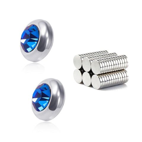 1 Pair Fashion Geometric Stainless Steel Inlay Artificial Gemstones Unisex Ear Studs