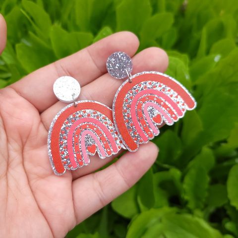 1 Pair Sweet Heart Shape Arylic Printing Women's Drop Earrings
