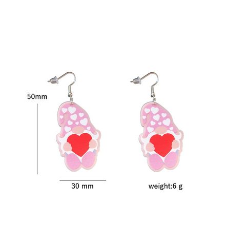 1 Pair Sweet Heart Shape Arylic Printing Women's Drop Earrings