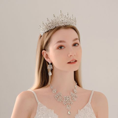Fashion Water Droplets Flower Alloy Inlay Rhinestones Pearl Jewelry Set 1 Set