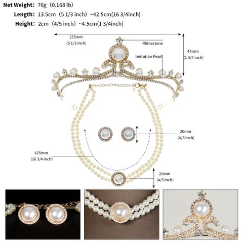 Fashion Water Droplets Flower Alloy Inlay Rhinestones Pearl Jewelry Set 1 Set