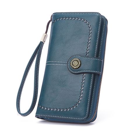 Women's Solid Color Pu Leather Buckle Wallets