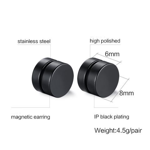 1 Pair Simple Style Round Titanium Steel Plating Men's Ear Clips