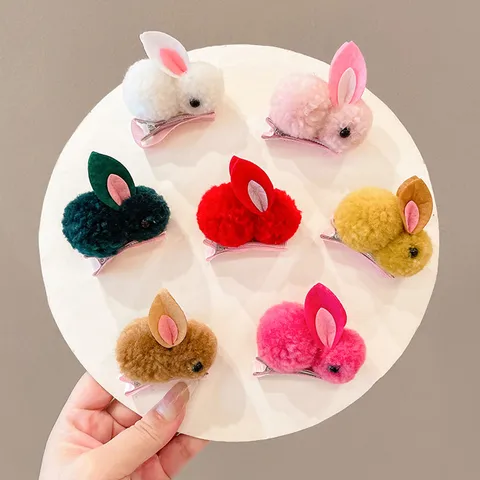 Cute Rabbit Plush Handmade Hair Clip 1 Piece