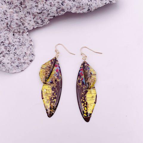 1 Pair Simple Style Wings Copper Epoxy Women's Drop Earrings