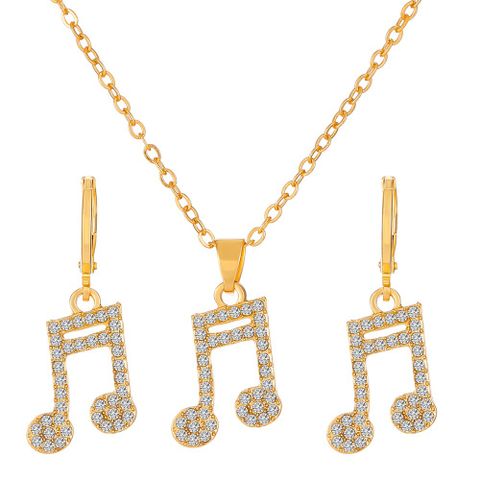 1 Set Fashion Crown Butterfly Notes Alloy Inlay Rhinestones Women's Jewelry Set