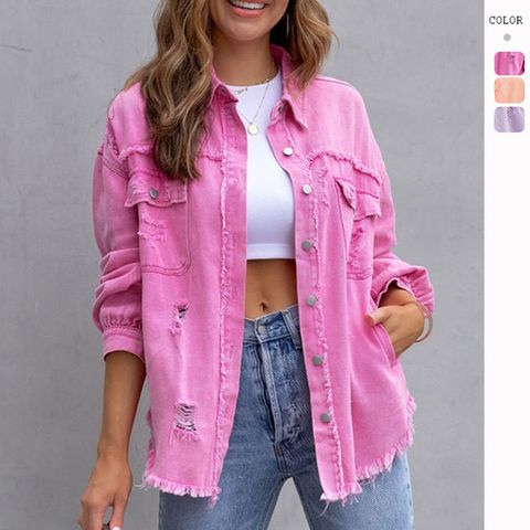 Women'S Fashion Solid Color Single Breasted Coat Denim Jacket
