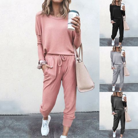 Streetwear Solid Color Cotton Polyester Patchwork Pants Sets 2 Piece Set