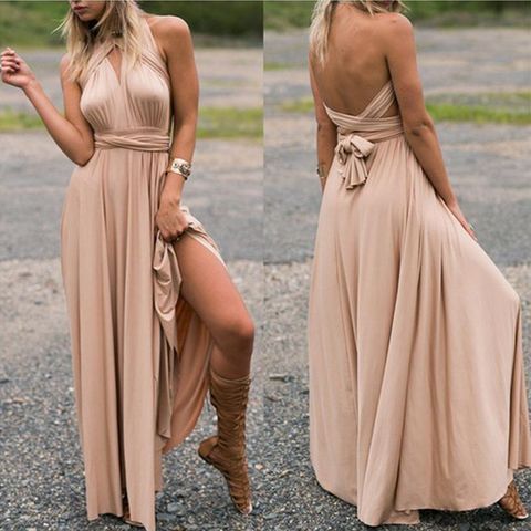 Women's A-line Skirt Fashion Collarless Patchwork Sleeveless Solid Color Maxi Long Dress Daily