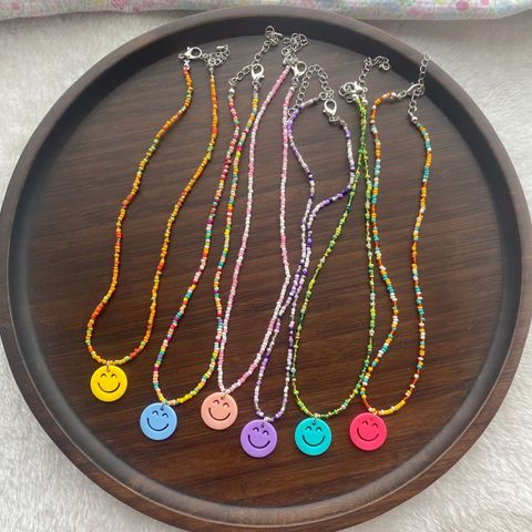 1 Piece Simple Style Smiley Face Resin Beaded Women's Pendant Necklace