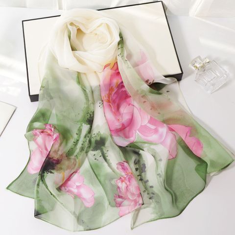 Women's Elegant Flower Georgette Silk Scarves