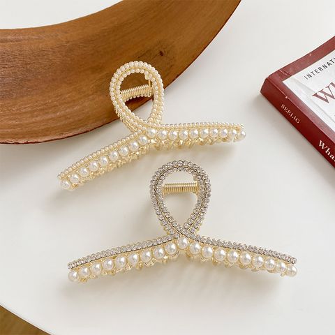 Women's Luxurious Geometric Alloy Inlay Artificial Pearls Rhinestones Hair Claws