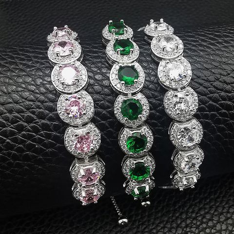 1 Piece Fashion Round Artificial Crystal Inlay Artificial Diamond Women's Bracelets