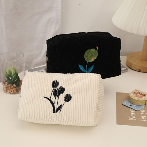 Ins Style Flower Cosmetic Bag Women's Portable Internet Celebrity Pencil Case  New Large Capacity Storage Bag Wash Bag