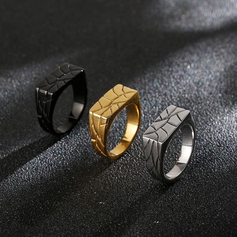 Fashion Solid Color Stainless Steel Criss Cross Stripe Men's Rings