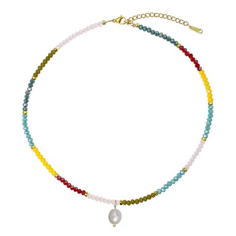 1 Piece Fashion Color Block Artificial Crystal Pearl Beaded Women's Pendant Necklace