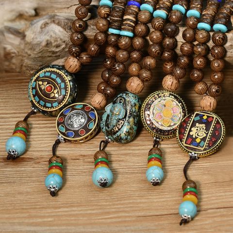 Ethnic Style Elephant Fish Wood Mixed Materials Beaded Women's Pendant Necklace