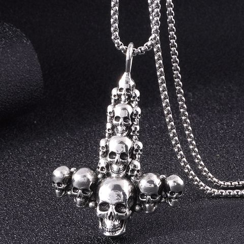 Retro Cross Skull Alloy Men's Pendant Necklace 1 Piece
