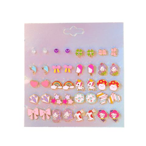 1 Set Cartoon Style Cartoon Character Alloy Enamel Women's Ear Studs