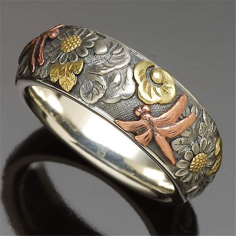 1 Piece Fashion Flower Alloy Printing Women's Rings