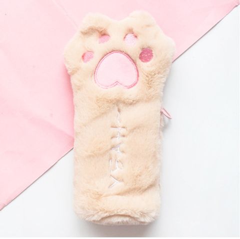 Ins Autumn And Winter Internet Celebrity Cute Cat's Paw Children Pencil Case Students Large Capacity Stationery Bag Pencil Bag Pencil Case Cute Plush Cat's Paw Bags