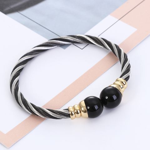 Wholesale Fashion Twist Stainless Steel Braid Artificial Pearls Rings Bracelets