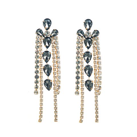 1 Pair Baroque Style Geometric Alloy Plating Rhinestones Glass Gold Plated Silver Plated Women's Drop Earrings