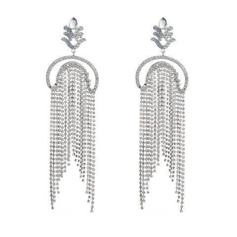 1 Pair Fashion Tassel Alloy Plating Inlay Rhinestones Gold Plated Women's Drop Earrings